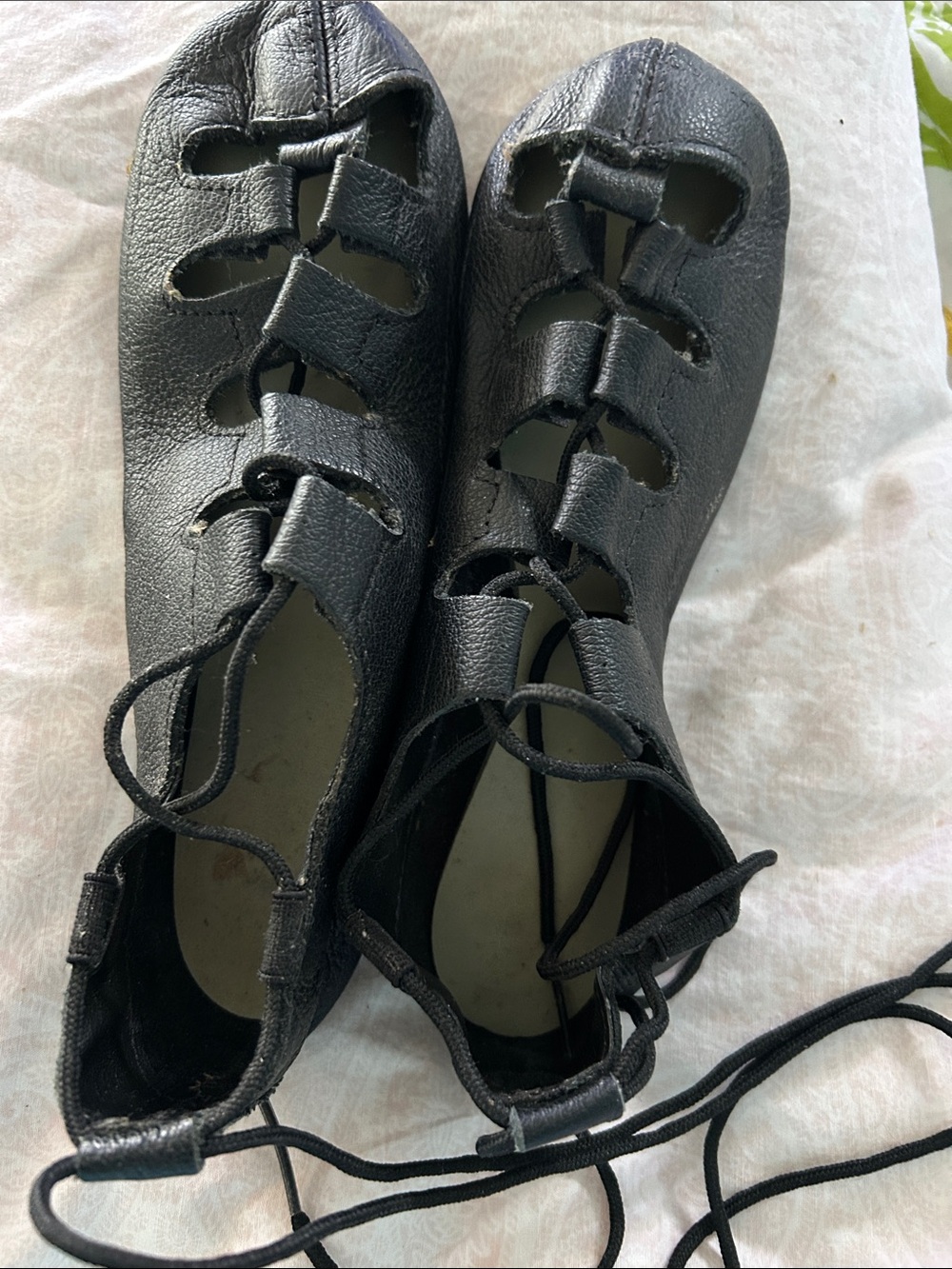 Black Irish dance Lace-Up Women’s Leather Flats